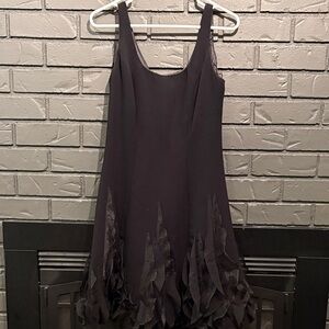 Black Sleeveless A-Line Dress with Ruffle Hem - women’s Size 6